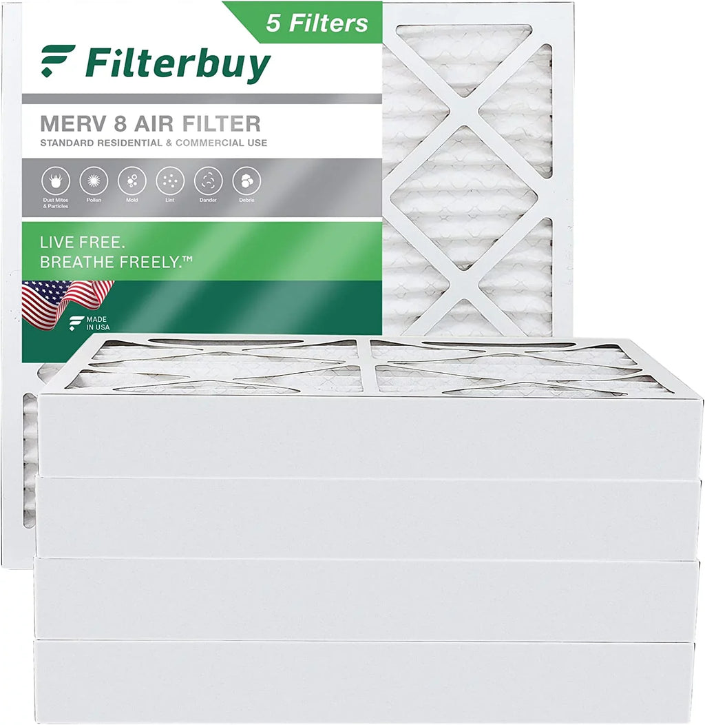 Filterbuy 20x20x4 MERV 8 Pleated HVAC AC Furnace Air Filters (5-Pack)