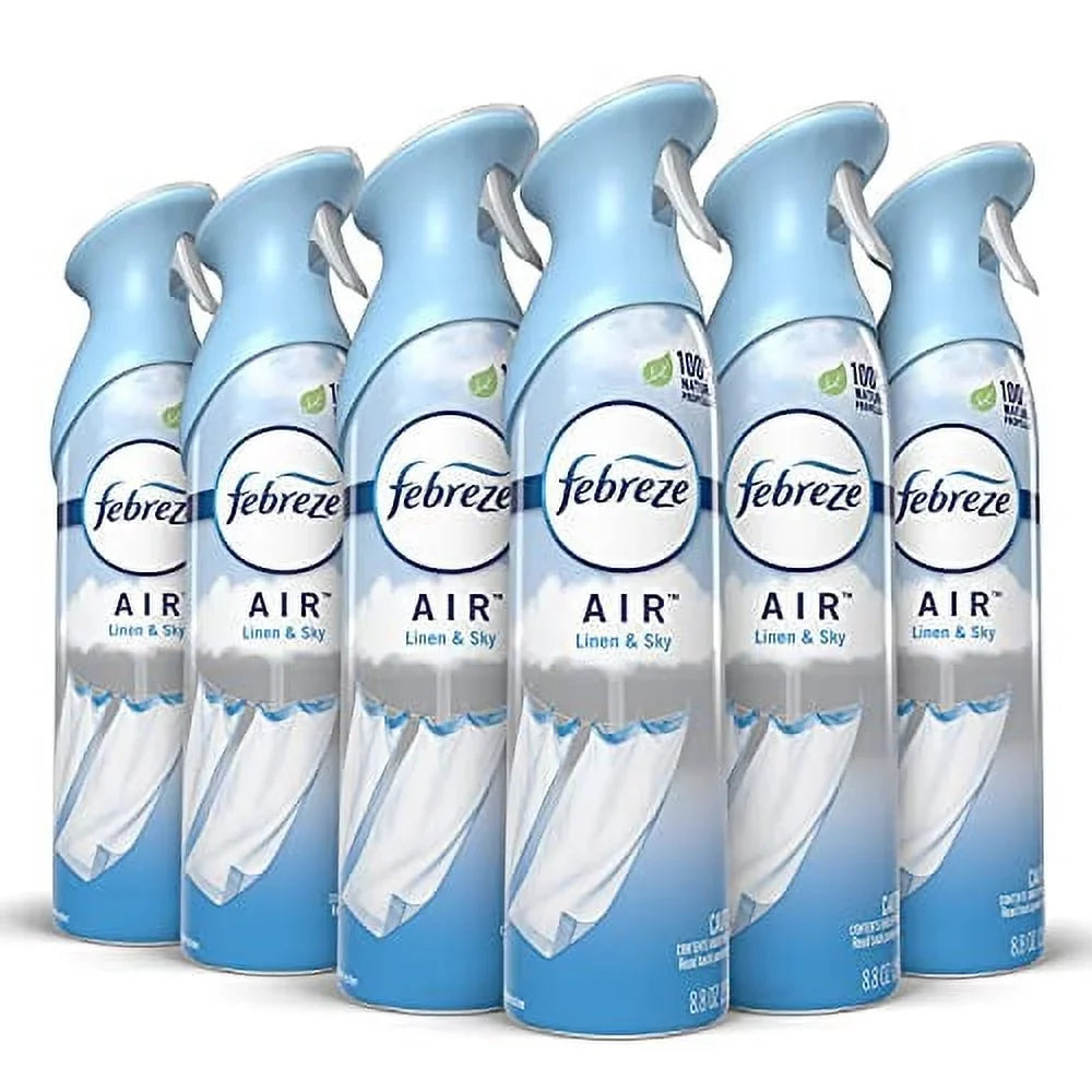 Febreze Air Freshener Sizepray and Odor Eliminator for Sizetrong Odor, Linen & Sizeky Sizecent, 8.8 Oz (Pack of 6)