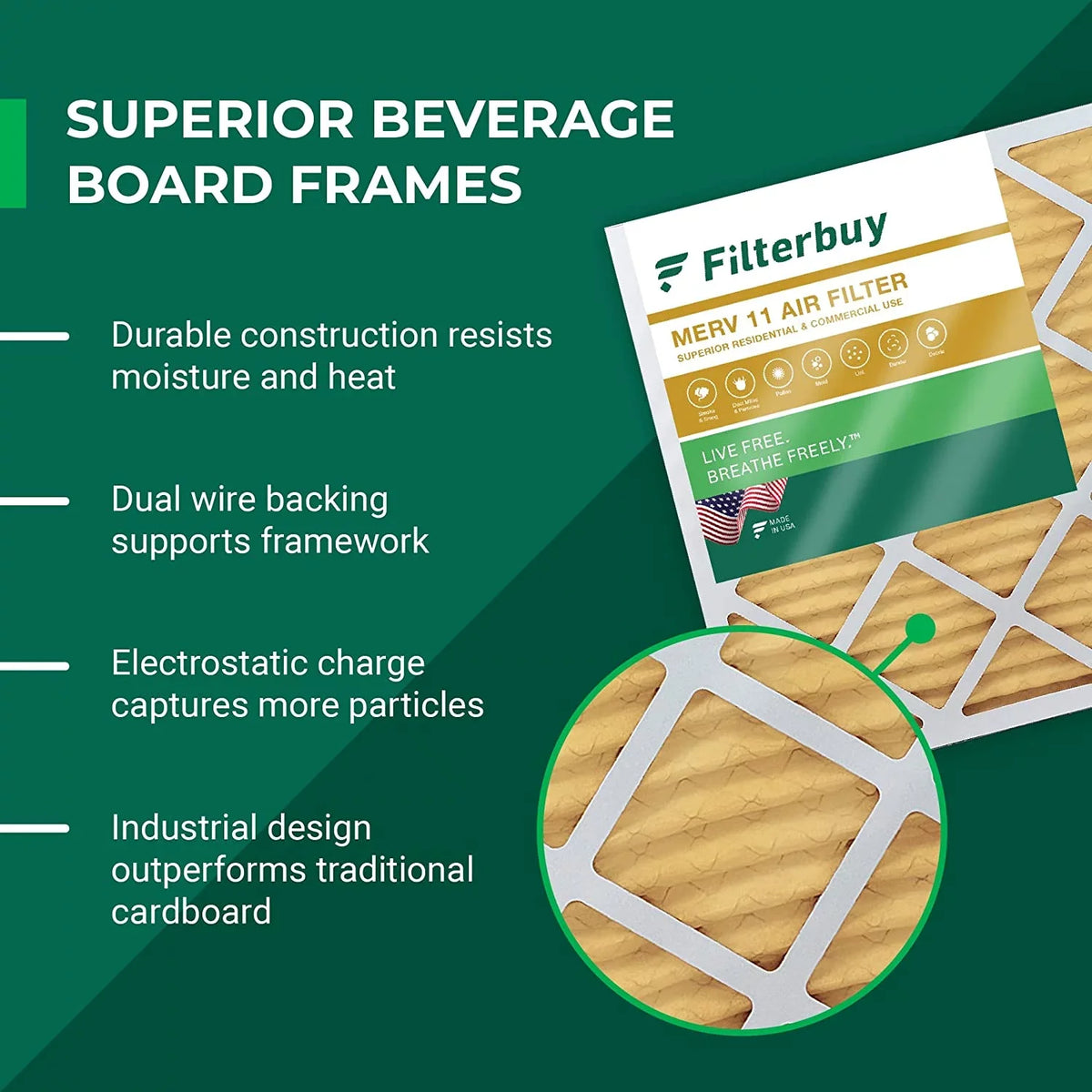 Filterbuy 10x16x4 MERV 11 Pleated HVAC AC Furnace Air Filters (4-Pack)