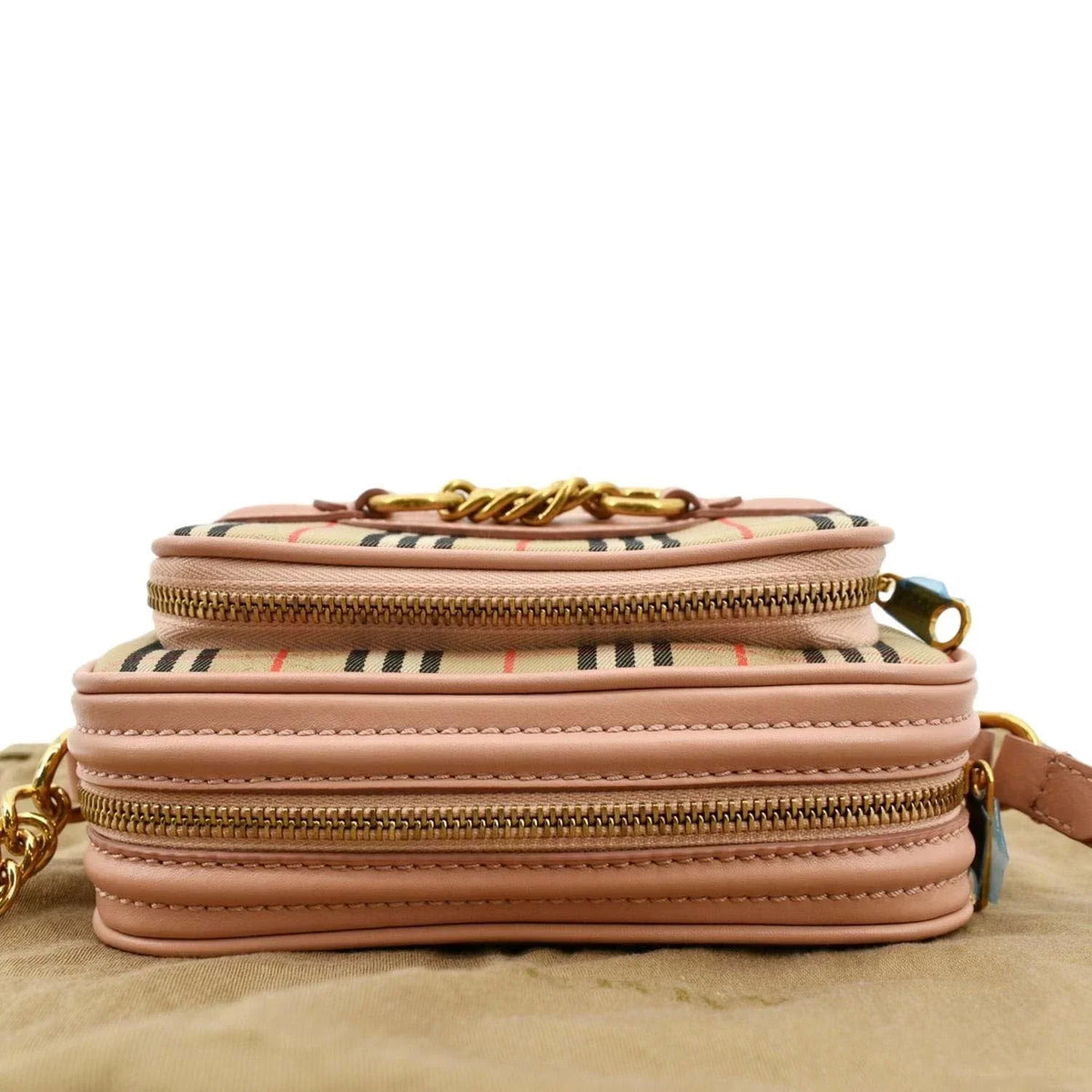 Pre-owned BURBERRY 1983 Knight Check Link Crossbody Camera Bag Light Pink