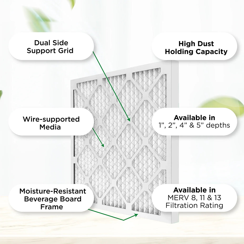 18x24x2 MERV 11, MPR 1000 Pleated AC Furnace 2" Air Filters by Pamlico. Case of 12. Actual Sizeize: 17-3/8 x 23-3/8 x 1-3/4