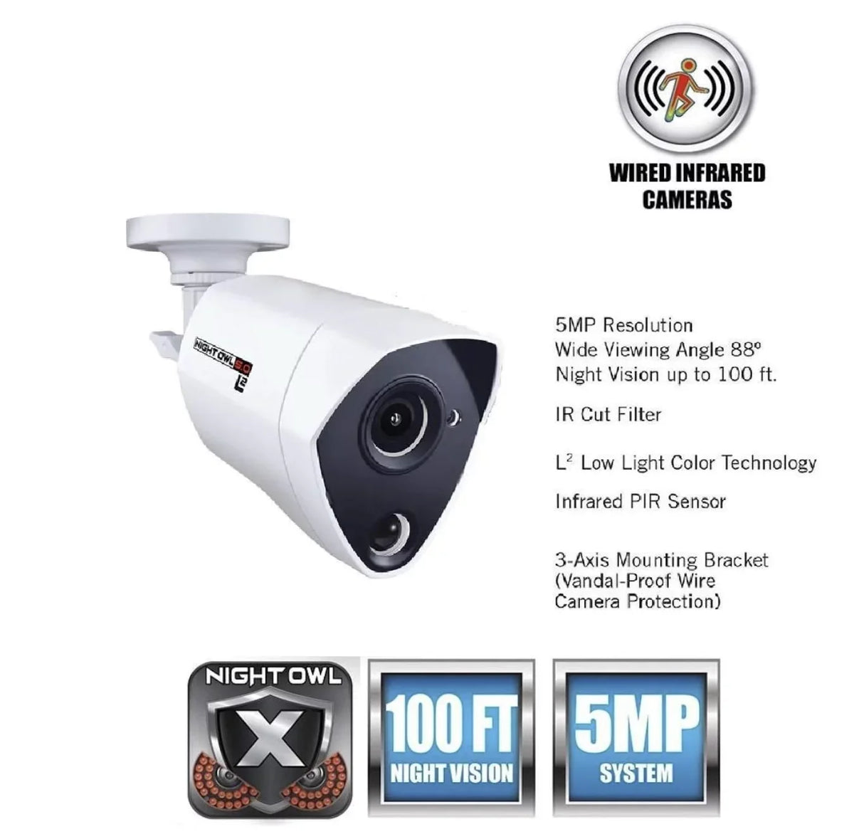 Open Box Night Owl CM-PXHD50NW-BU-JF 5MP Bullet Wired Infrared Sizeecurity Camera Ivory