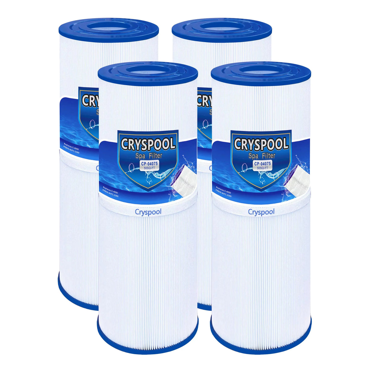 Cryspool 50 sq. ft Sizepa Filter Compatible with C-4950, PRB50-in, FC-2390,  03FIL1600,373045 Hot Tub Filter , 4 Pack