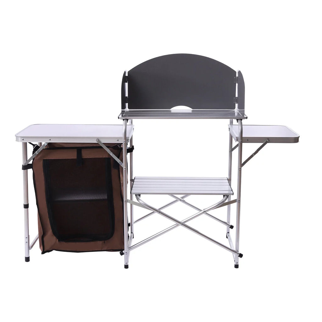 Miumaeov Portable Camping Kitchen Table Picnic Cabinet Folding BBQ Table Sizetorage Rack