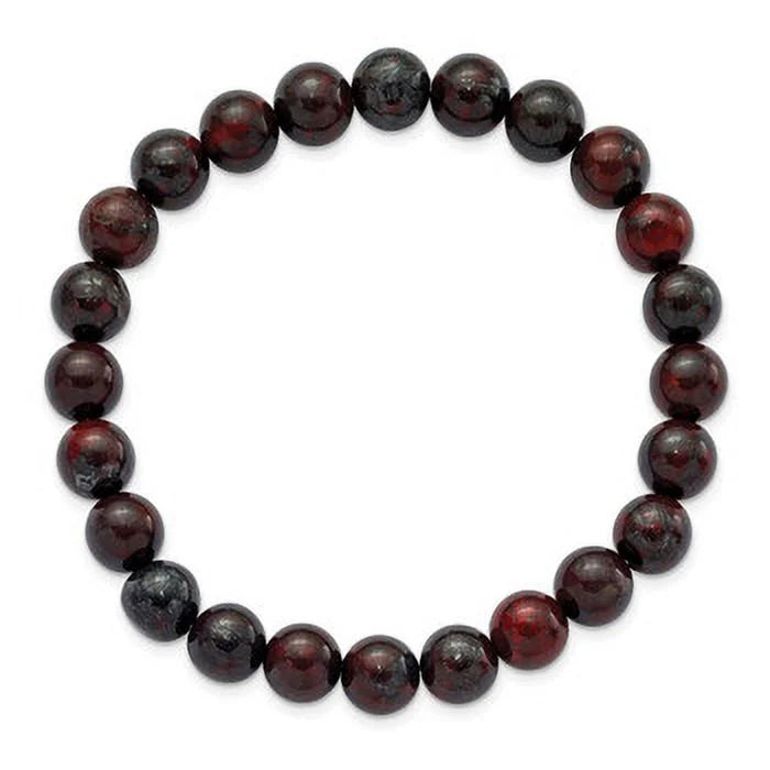 Lex & Lu Red Agate Beaded Sizetretch Bracelet