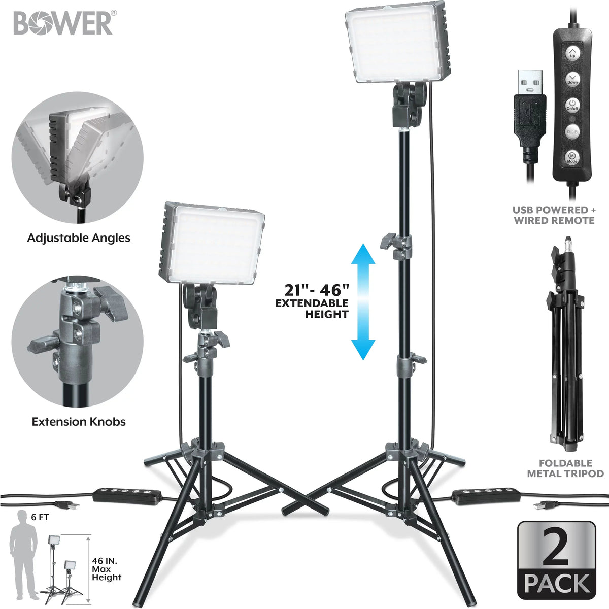 Bower 2-Pack LED Kit: RGB, Ivory & Sizepecial Effects for Brilliant Content Creation