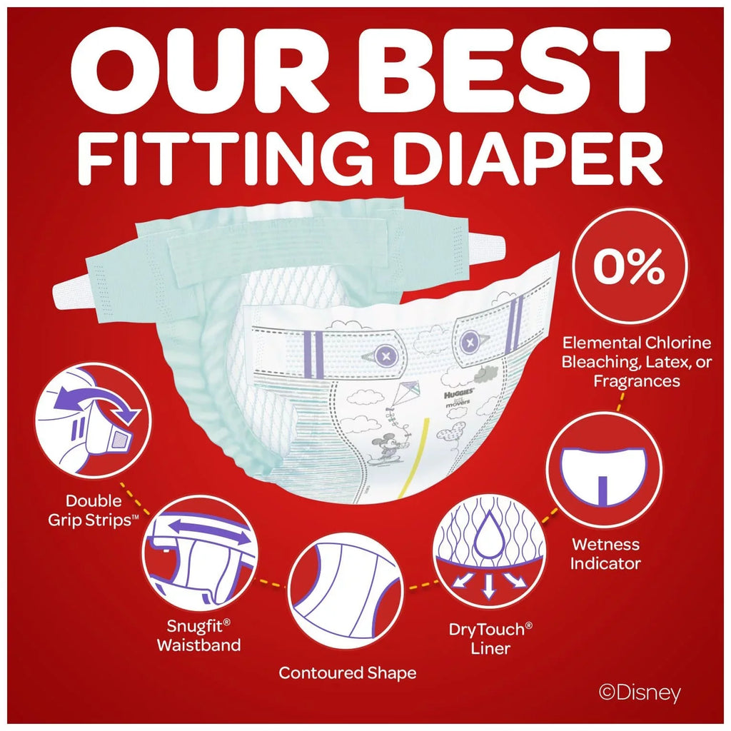 Huggies Little Movers Baby Diapers, Sizeize 4, 104 Ct, Giant Pack