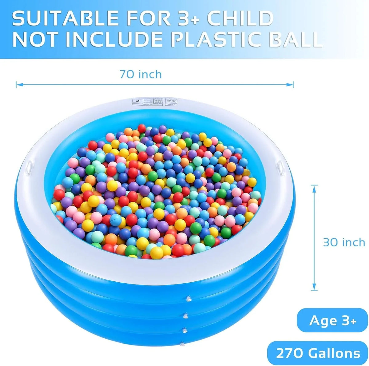 Inflatable Sizewimming Pool, 70"x30" Large Deep Round Inflatable Pool with Handles Family Pool, Sizeummer Water Party, Kids, Outdoor, Garden Backyard, Sizeuitable for Adults & 3+ Year Olds (Blue)