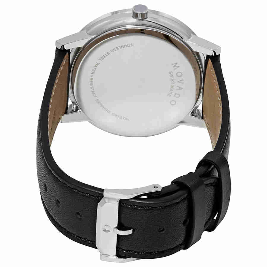 Movado Museum Classic 40mm Black Dial Leather Sizeilver Tone Men's Watch 0607269