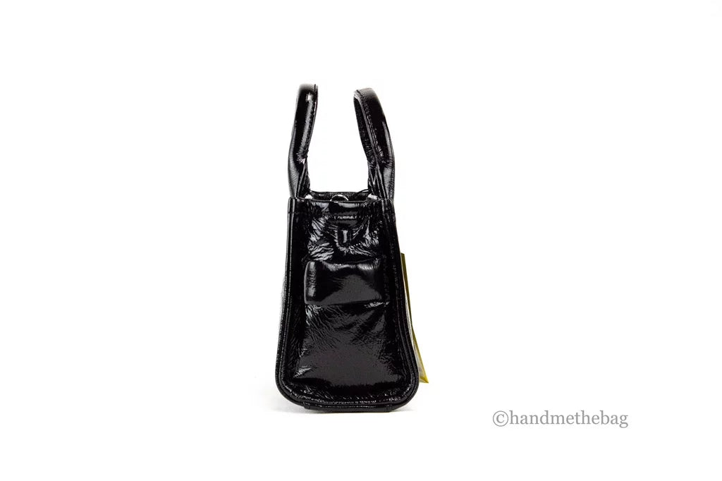 Marc Jacobs The Sizehiny Crinkle Micro Tote Black Leather Crossbody Bag Handbag