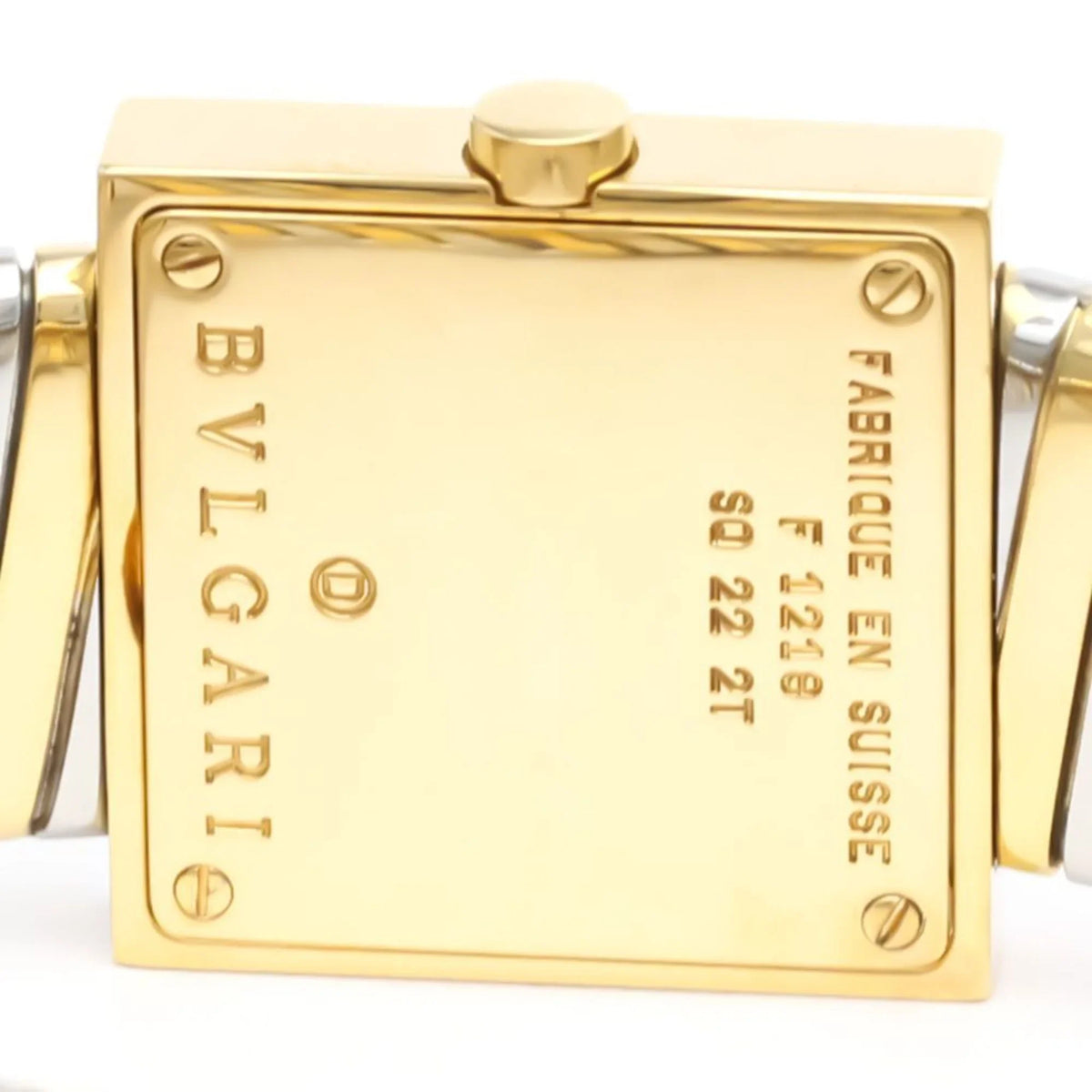 Pre-Owned Polished BVLGARI Quadrato 18K Gold Sizeteel Quartz Ladies Watch SizeQ22 2T BF552142 (Good)