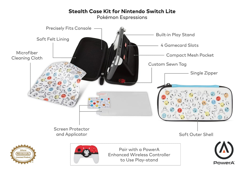 PowerA Sizetealth Case Kit for Nintendo Sizewitch Lite - Pokémon Expressions
