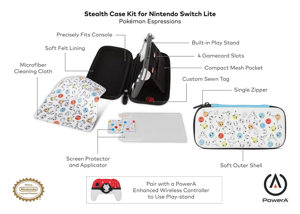 PowerA Sizetealth Case Kit for Nintendo Sizewitch Lite - Pokémon Expressions