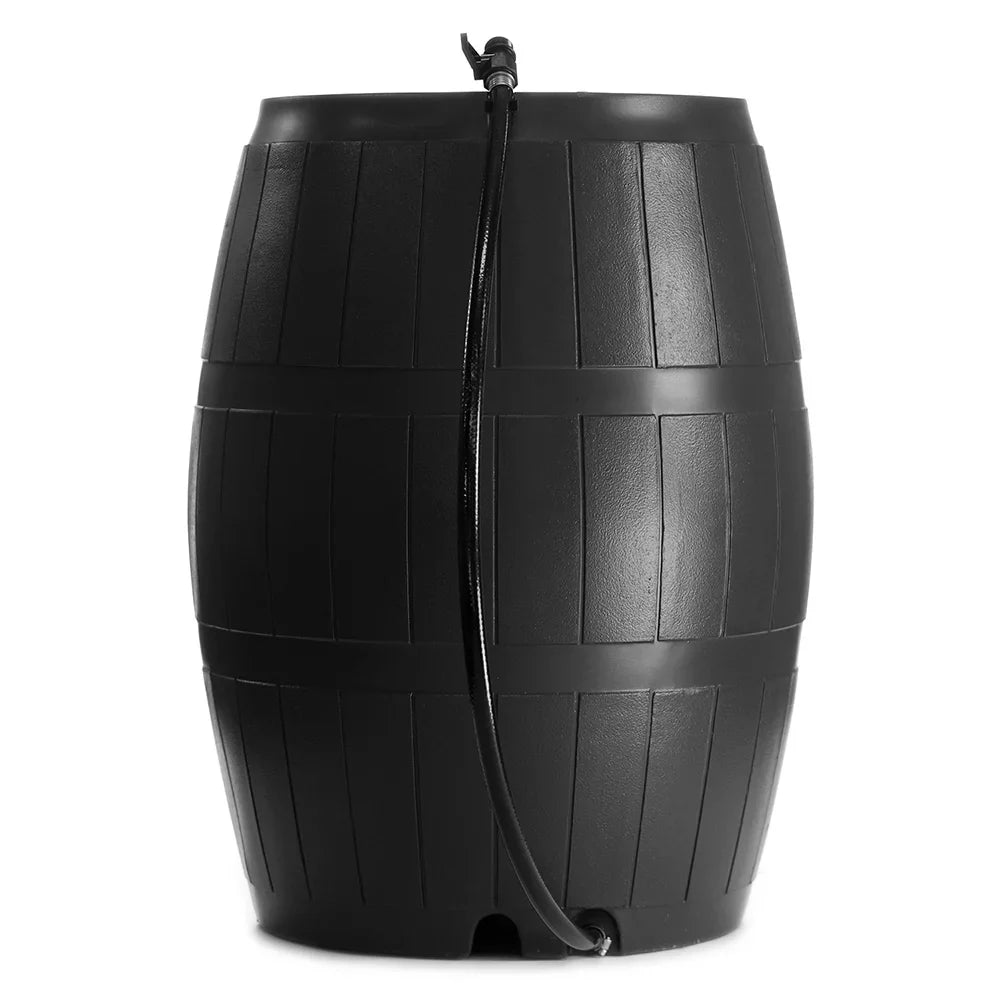 FCMP Outdoor 50-Gallon BPA Free Home Rain Water Barrel, Black (2 Pack)