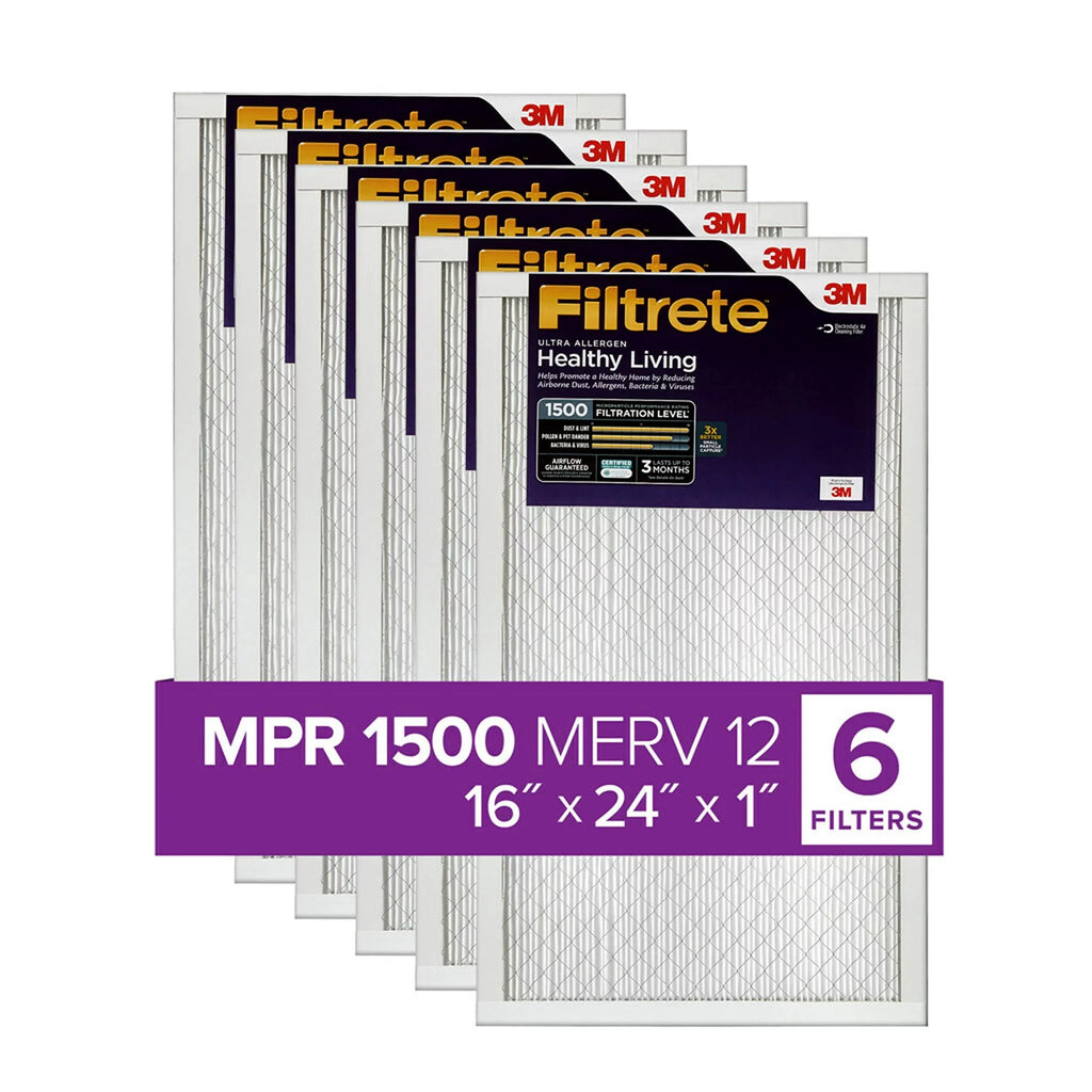 Filtrete 16x24x1, AC Furnace Air Filter, MPR 1500, Healthy Living Ultra Allergen, 6-Pack (exact dimensions 15.81 x 23.81 x 0.78)