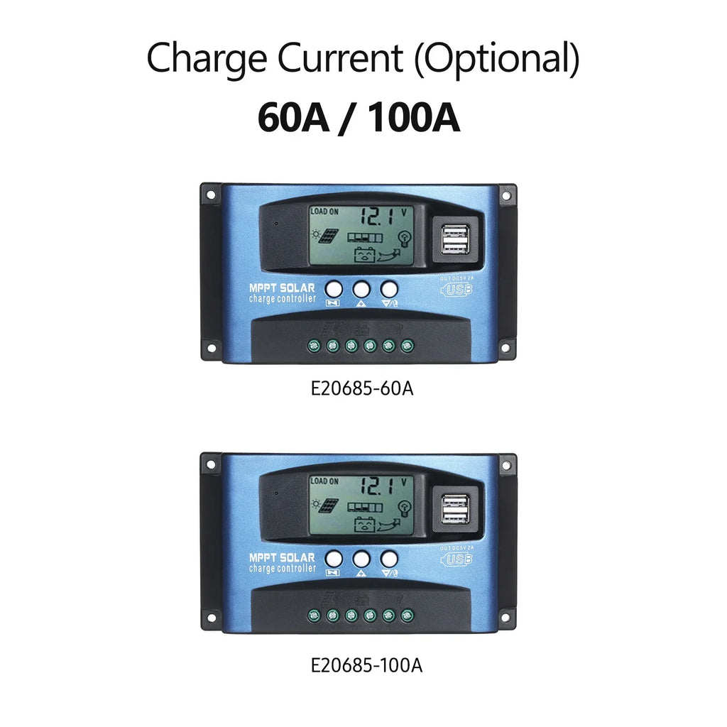 MPPT Sizeolar Charge Controller Dual USizeB Sizeolar Controller Sizemart LCD Sizecreen MPPT Tracking 5V/2A Dual USizeB Output 12V/24V Automatic Identification