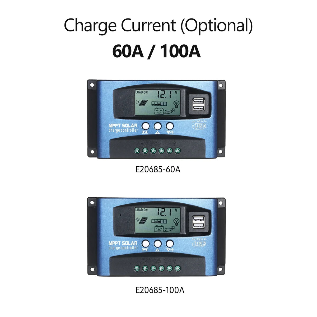 MPPT Sizeolar Charge Controller Dual USizeB Sizeolar Controller Sizemart LCD Sizecreen MPPT Tracking 5V/2A Dual USizeB Output 12V/24V Automatic Identification