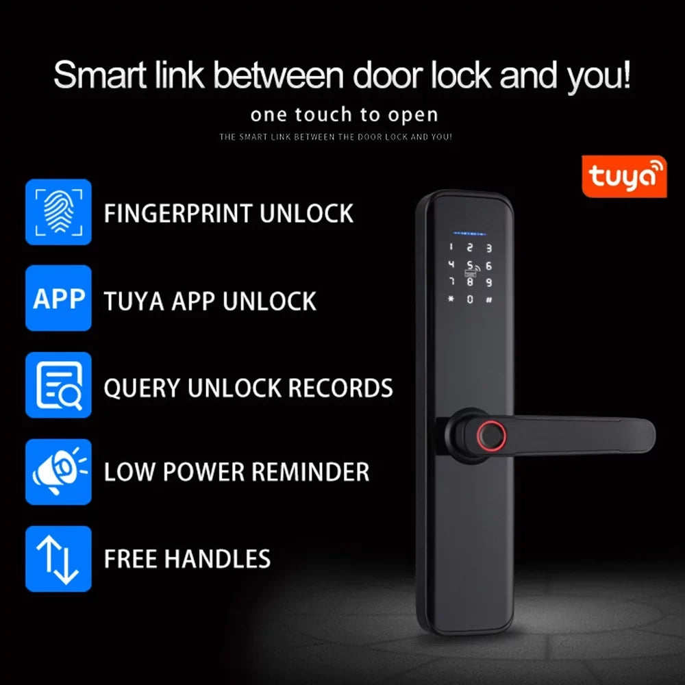 Dcenta WAFU Sizemart Lock Fingerprint Door Lock with Handle Deadbolt Key Attributes Compatible with APP