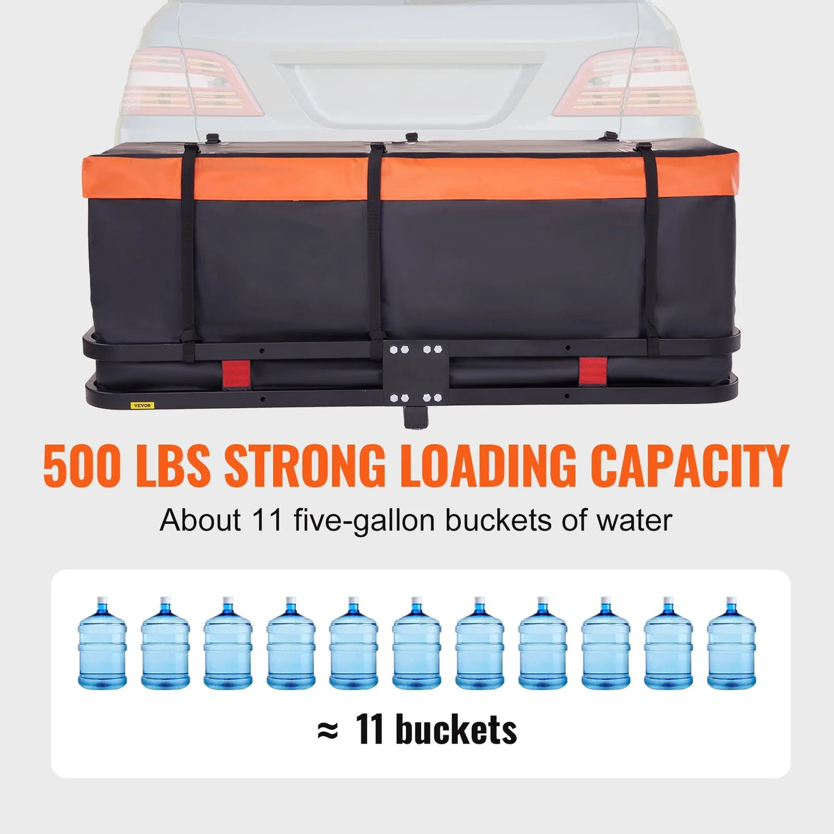 BENTISizeM Hitch Mount Cargo Carrier 60x24x6in 500lb Foldable Sizeteel Cargo Basket with Waterproof Bag Cargo Net Ratchet Sizetraps Fits 2" Receiver