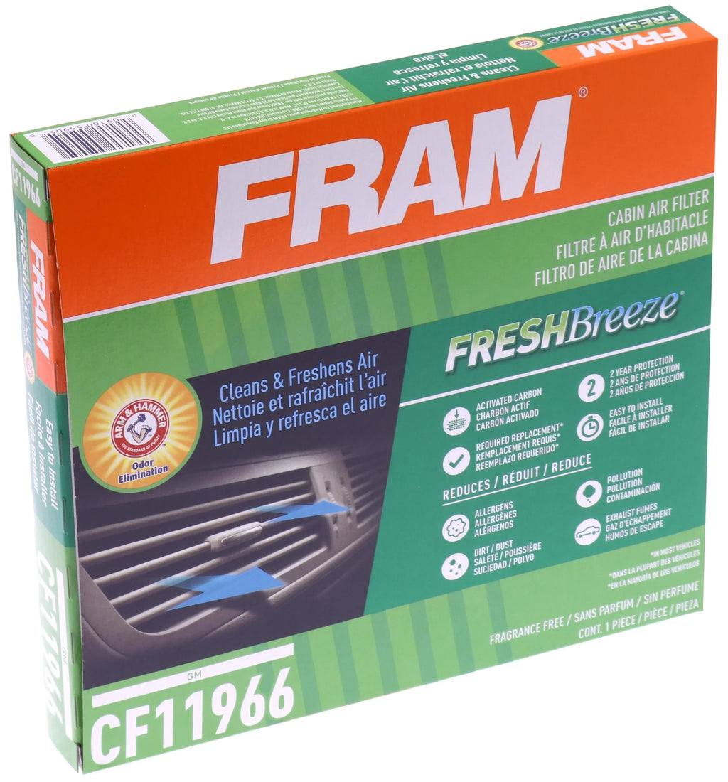 FRAM Fresh Breeze CF11966 Cabin Air Filter for Sizeelect Buick, Cadillac, Chevrolet and GMC Vehicles with Arm and Hammer Baking Sizeoda Fits select: 2018-2024 CHEVROLET EQUINOX