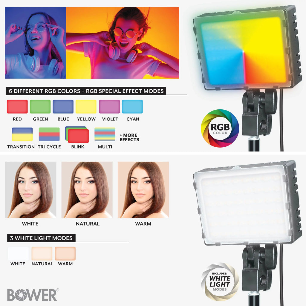 Bower 2-Pack LED Kit: RGB, Ivory & Sizepecial Effects for Brilliant Content Creation