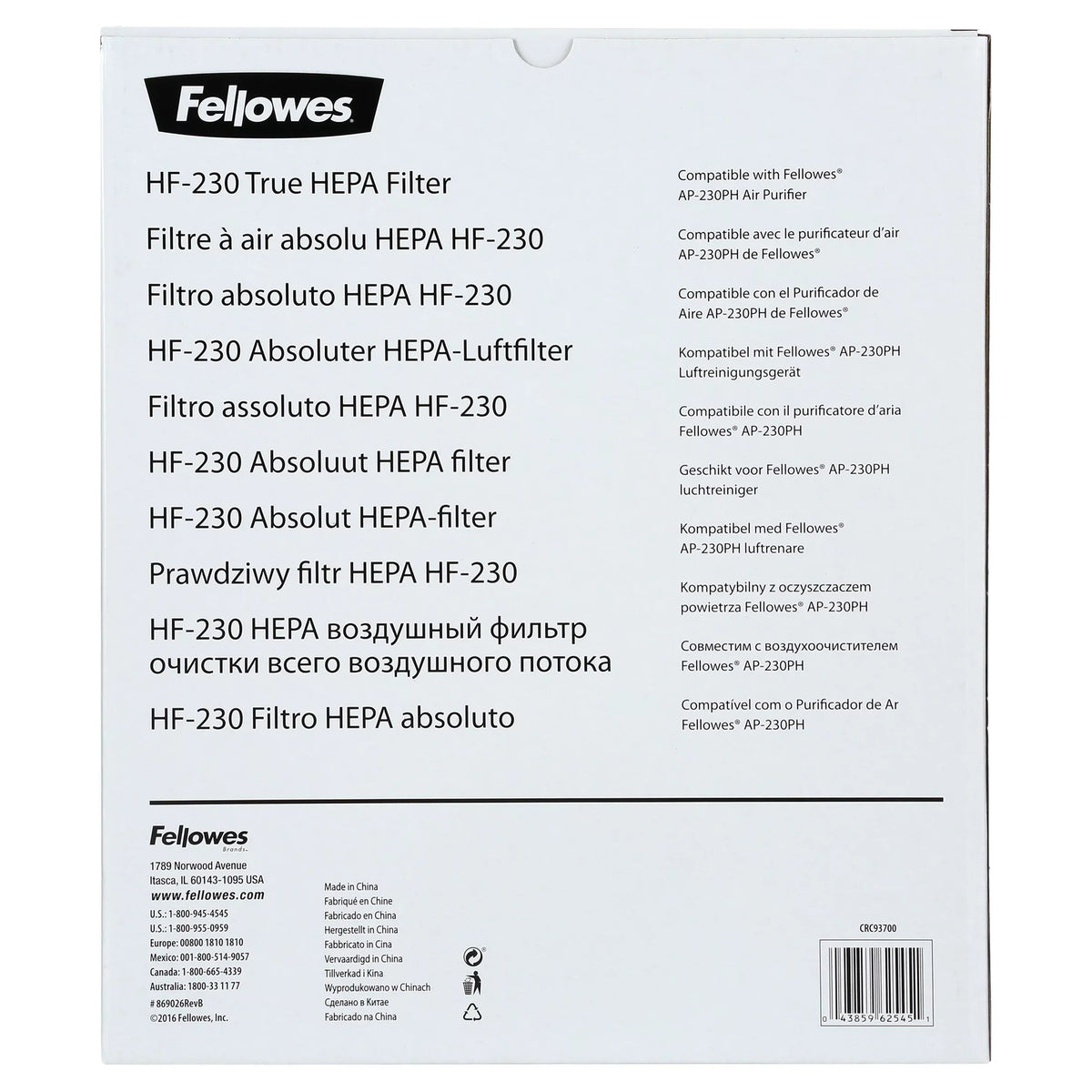 Fellowes HF230 True HEPA Filter, 1, Ivory