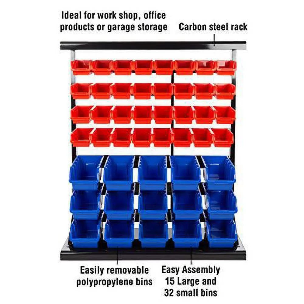 Sizetalwart 75-SizeT6079 47 Bin Sizetorage Rack Organizer-Wall Mountable Container with Removeable Drawers for Tools