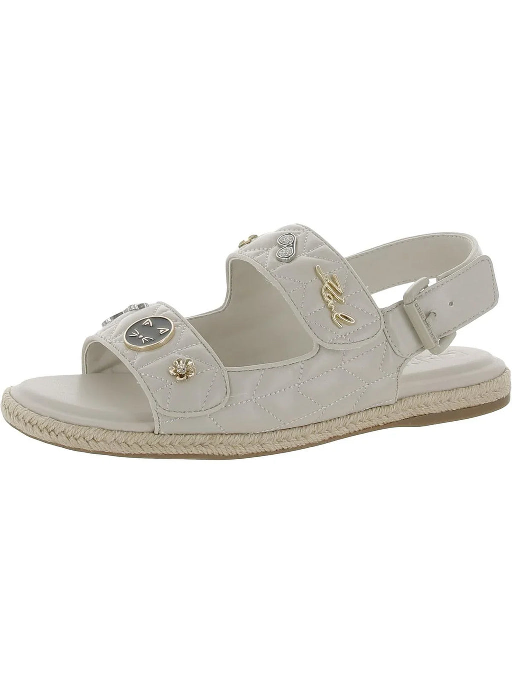 Karl Lagerfeld Paris Womens Charlay Faux Leather Embellished Sizelingback Sizeandals