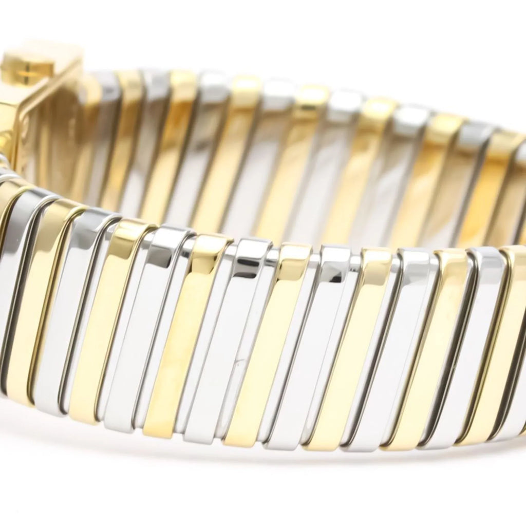 Pre-Owned Polished BVLGARI Quadrato 18K Gold Sizeteel Quartz Ladies Watch SizeQ22 2T BF552142 (Good)