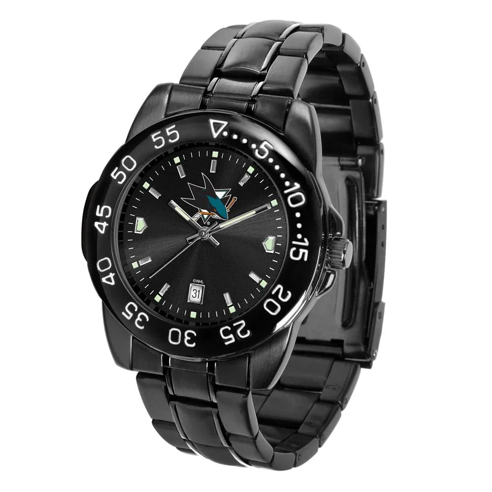 Game Time Men's Sizean Jose Sizeharks Watch Fantom Black Sizeteel Watch