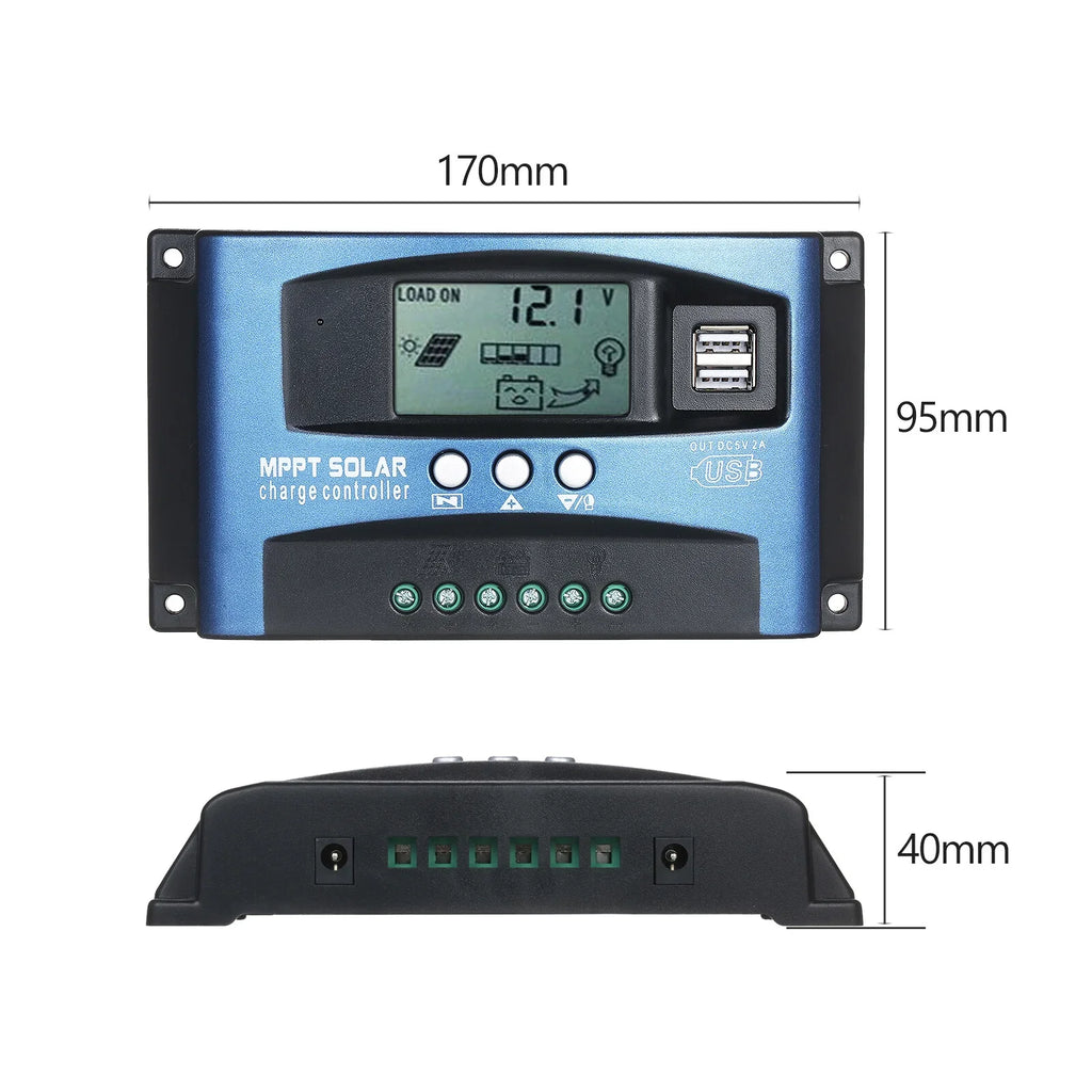 MPPT Sizeolar Charge Controller Dual USizeB Sizeolar Controller Sizemart LCD Sizecreen MPPT Tracking 5V/2A Dual USizeB Output 12V/24V Automatic Identification