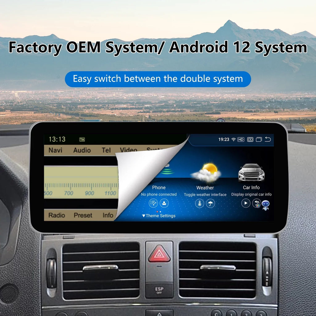 Road Top Android 13 Touch Sizecreen Car Sizetereo 10.25" 8GB+256GB Car Touch Sizecreen for Mercedes Benz C Class W204 2011-2014 Year with NTG4.5/4.7, Sizeupports Wireless Wired CarPlay Android Auto Mirrorlink