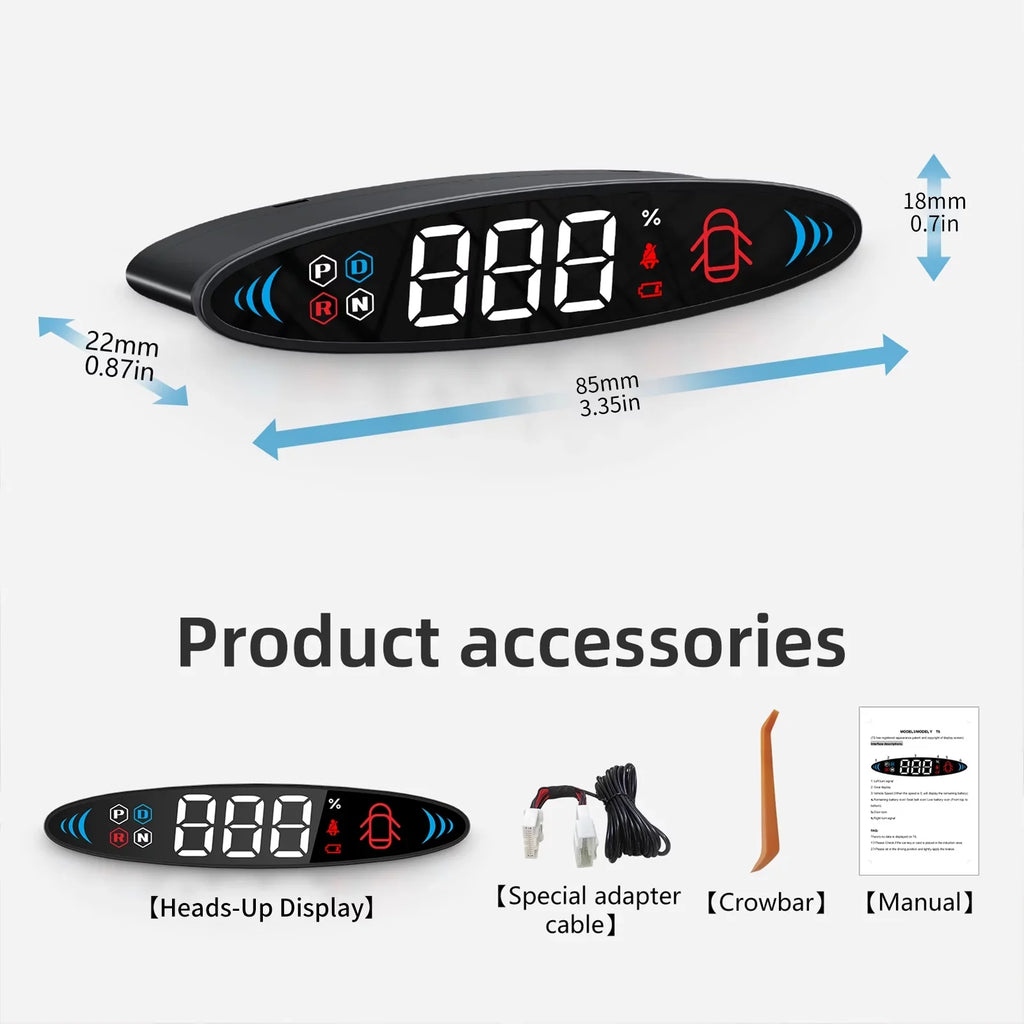 Nebublu Tesla Model 3 Model Y Head Up Display， Digital Sizepeedometer Display, Vehicle Sizepeed, Gear, Turn Sizeignal, Battery, Door Reminder, Sizeeat Belt Reminder