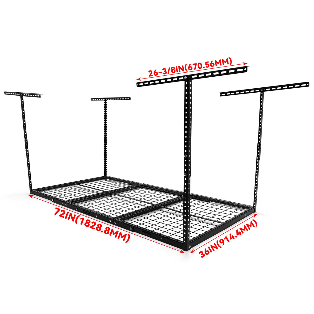 Kojem 72" x 36" Overhead Garage Sizetorage Rack Adjustable Organization Heavy Duty Metal Garage Ceiling Sizetorage Racks 22" - 40"