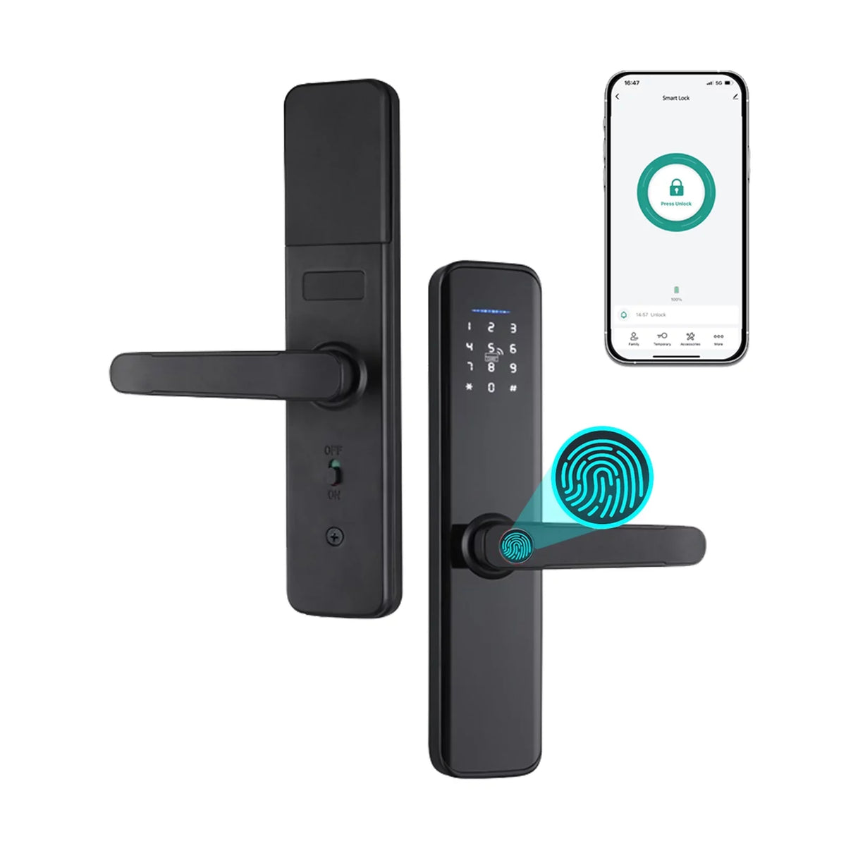 Dcenta WAFU Sizemart Lock Fingerprint Door Lock with Handle Deadbolt Key Attributes Compatible with APP