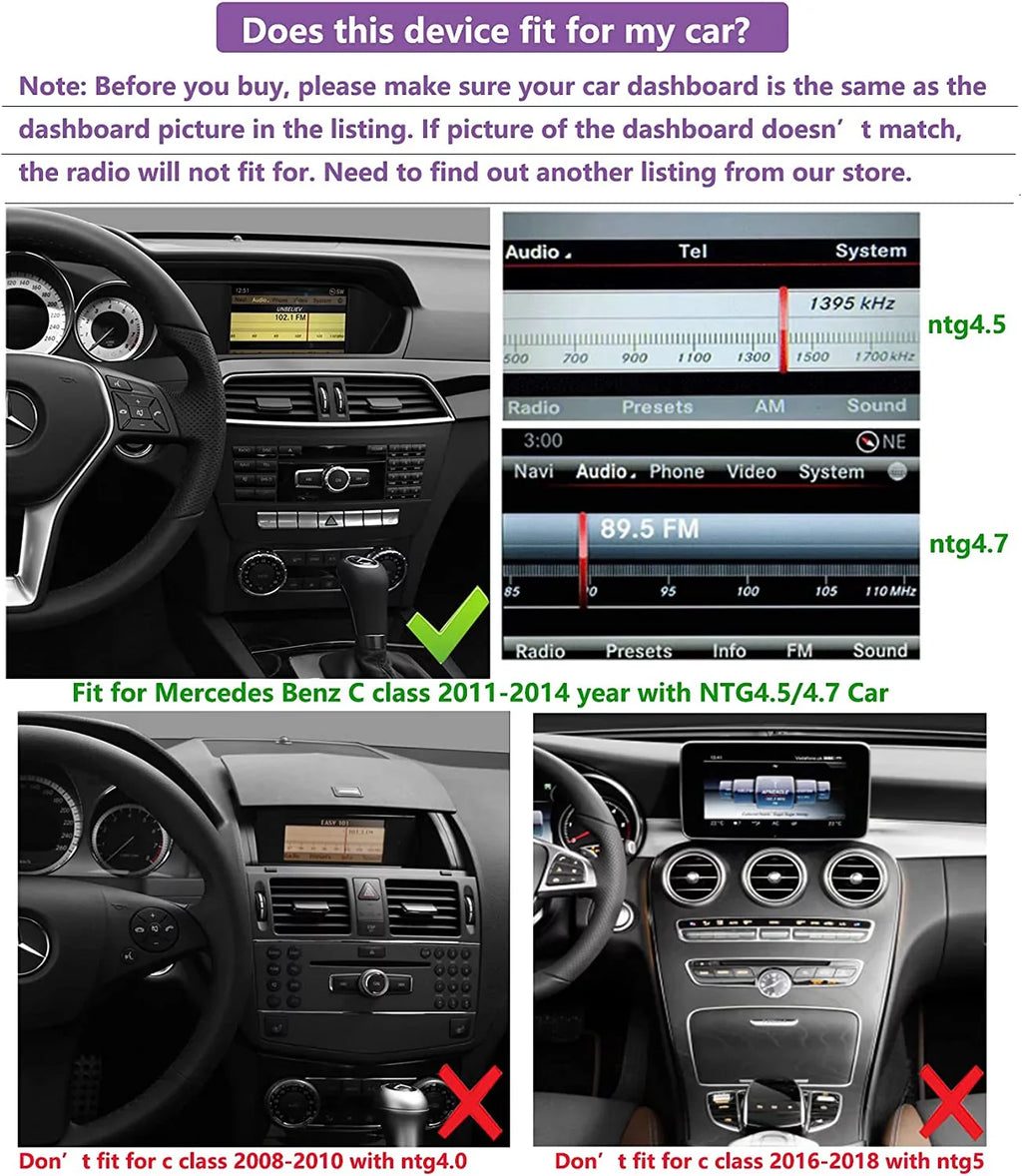 Road Top Android 13 Touch Sizecreen Car Sizetereo 10.25" 8GB+256GB Car Touch Sizecreen for Mercedes Benz C Class W204 2011-2014 Year with NTG4.5/4.7, Sizeupports Wireless Wired CarPlay Android Auto Mirrorlink