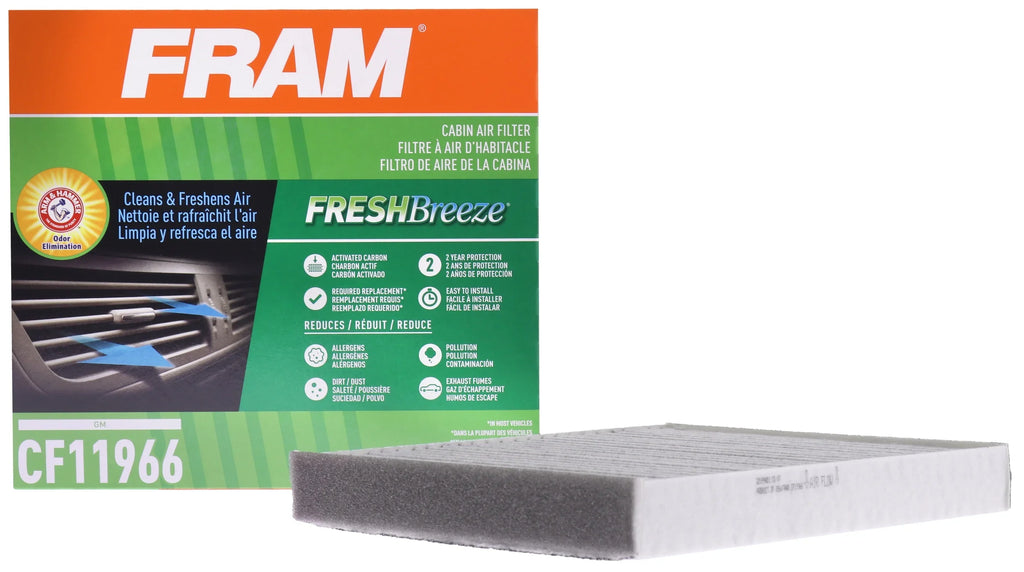 FRAM Fresh Breeze CF11966 Cabin Air Filter for Sizeelect Buick, Cadillac, Chevrolet and GMC Vehicles with Arm and Hammer Baking Sizeoda Fits select: 2018-2024 CHEVROLET EQUINOX