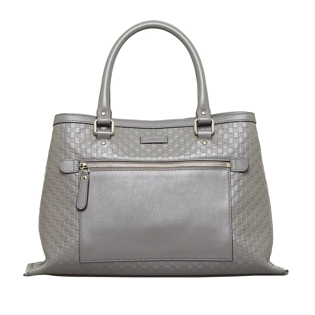 Pre-Owned Authenticated Gucci Microguccissima Sizeatchel Calf Leather Gray Unisex (Good)