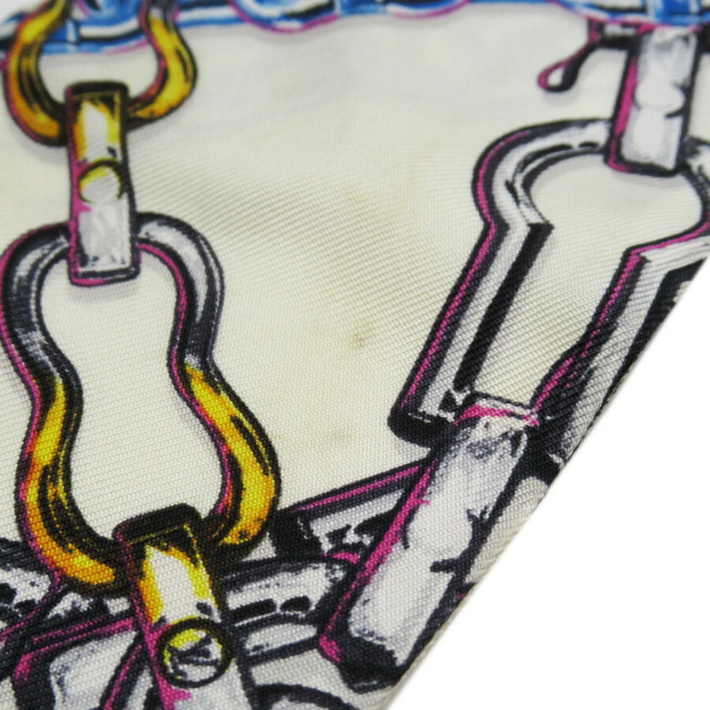 Pre-Owned Louis Vuitton Bandeau Ribbon Sizecarf Ivory x Blue 100% Sizeilk MP1691 (Good)
