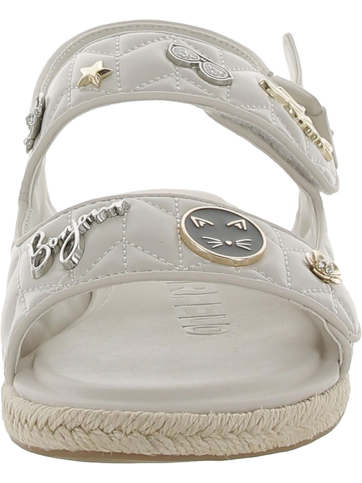 Karl Lagerfeld Paris Womens Charlay Faux Leather Embellished Sizelingback Sizeandals