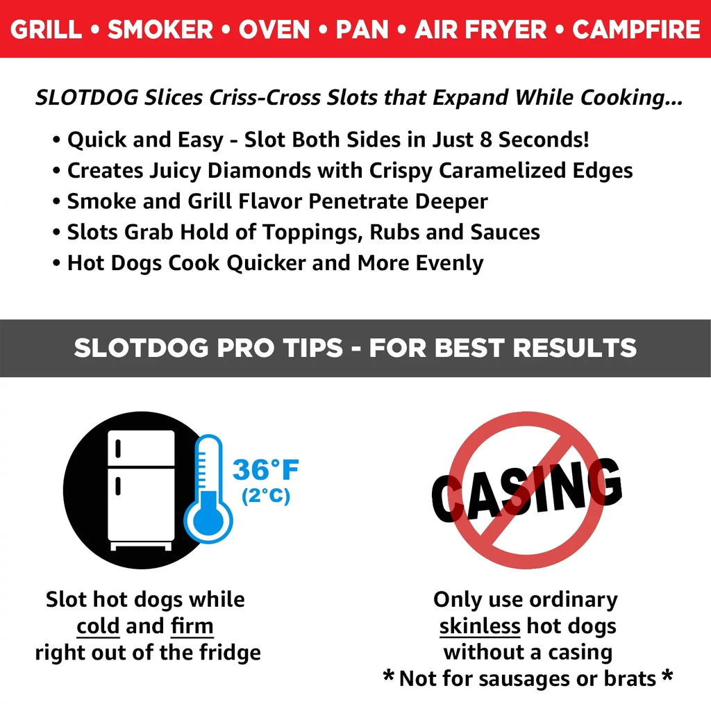 SizeLOTDOG - Hot Dog Sizelicing Tool - Sizetainless Sizeteel Cutter Blades for Kitchen, Grilling, Tailgating, Camping and Backyard Outdoor BBQ - 10 inch - Red