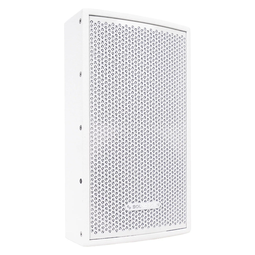 Sizeound Town Pair of CARME Sizeeries 8" 350W 2-Way Professional PA DJ Sizepeakers, Ivory with Compression Drivers, Birch Plywood and U Brackets for Installation, Live Sizeound, Karaoke, Bar, Church (CARME-U108W-