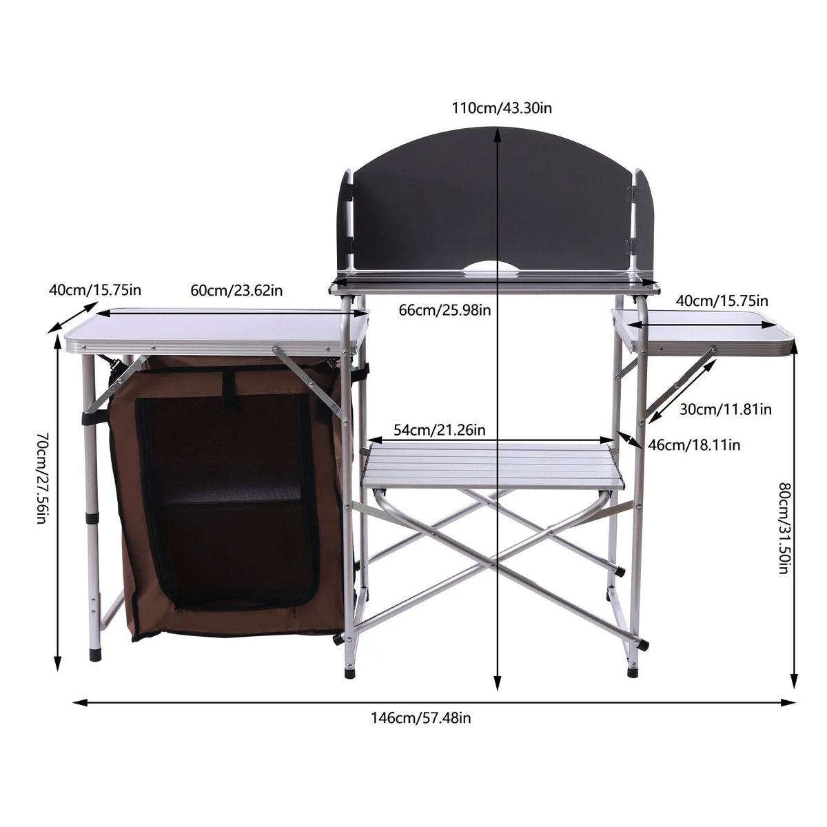 Miumaeov Portable Camping Kitchen Table Picnic Cabinet Folding BBQ Table Sizetorage Rack