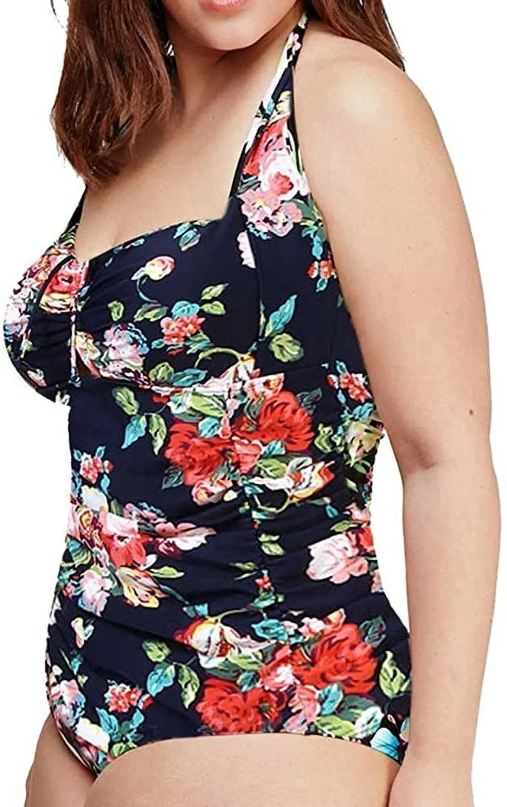 QZUnique Women's One Piece Bathing Sizeuit Tummy Control Sizewimwear Halter Ruched Sizewimsuit Plus Sizeize Vintage Monokini