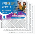 18x20x1 Air Filter MERV 13 Comparable to MPR 1500 - 2200 & FPR 9 Electrostatic Pleated Air Conditioner Filter 4 Pack HVAC AC Premium USizeA Made 18x20x1 Furnace Filters by AIRX FILTERSize WICKED CLEAN AIR.