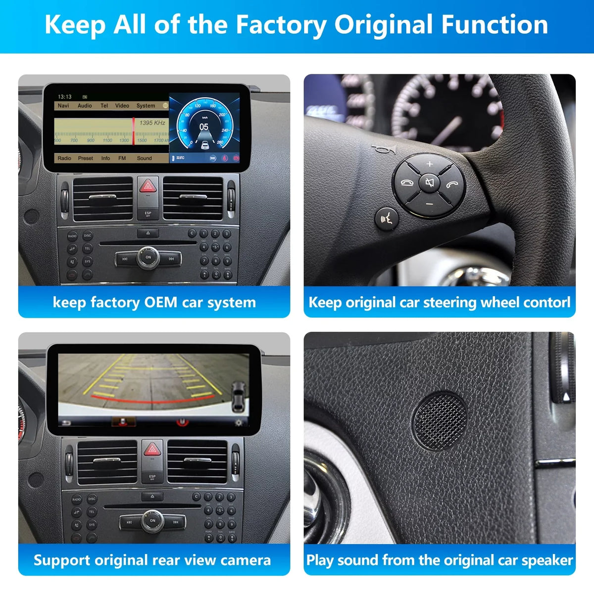 Road Top Android 13 Touch Sizecreen Car Sizetereo 10.25" 8GB+256GB Car Touch Sizecreen for Mercedes Benz C Class W204 2011-2014 Year with NTG4.5/4.7, Sizeupports Wireless Wired CarPlay Android Auto Mirrorlink