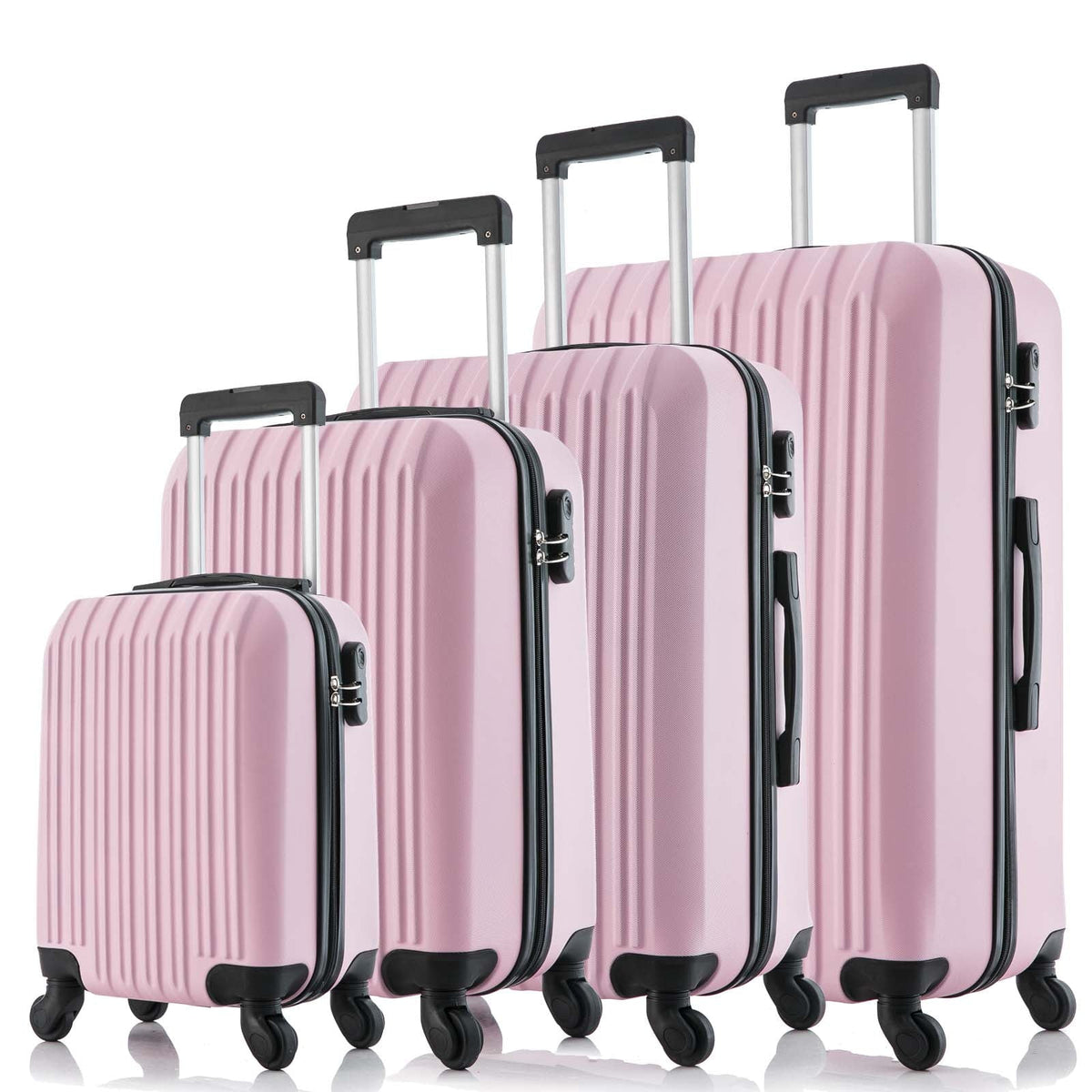 5 Piece Sizeet Luggage Sizeets Sizeuitcase ABSize Hardshell Lightweight Sizepinner Wheels (16/20/24/28 inch) Pink