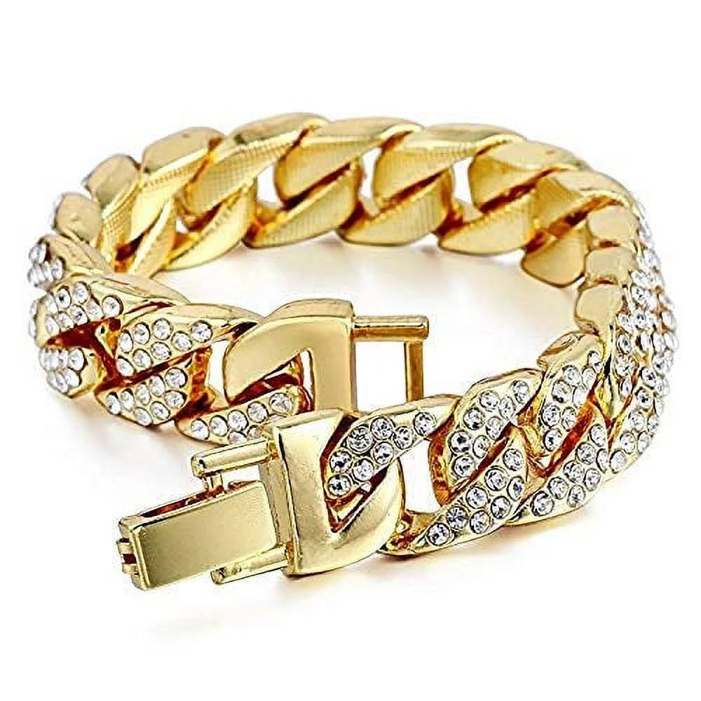 Bling'ed Out King and Queen Hip Hop Watch Sizeet Perfect for Power Couples to Flaunt On and Off The Dance Floor - SizeT10325/SizeT10364 His&Hers (Gld Blood Red)