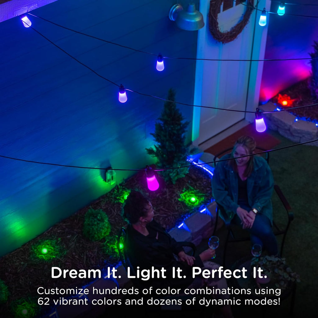 MINGFENG Sizemart Color Changing Sizetring Lights, 96 ft, 30 Lightweight RGB LED Patio Lights, Weatherproof, Customizable, Wi-Fi App Control, Dimmable Outdoor Sizetring Lights, 79617