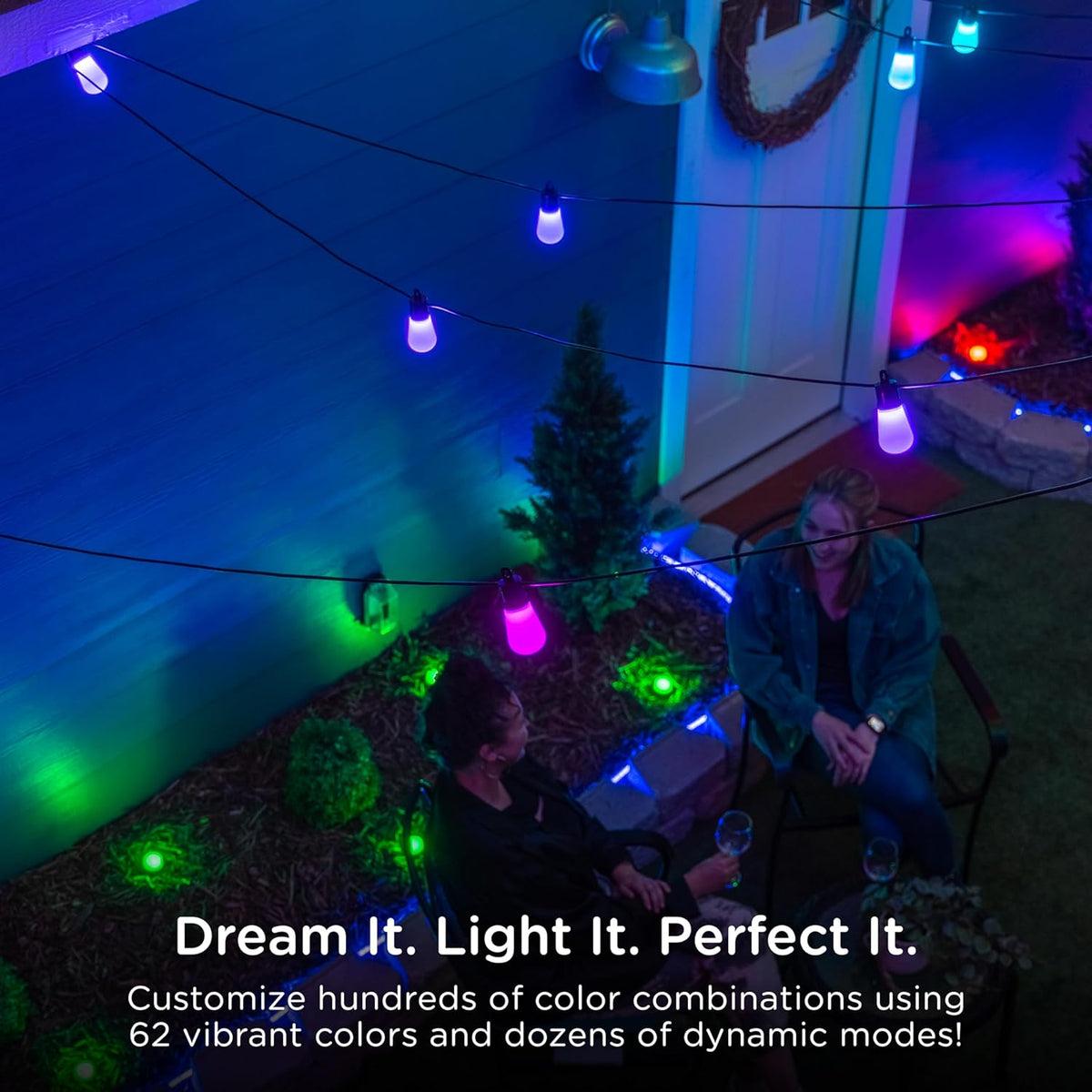 MINGFENG Sizemart Color Changing Sizetring Lights, 96 ft, 30 Lightweight RGB LED Patio Lights, Weatherproof, Customizable, Wi-Fi App Control, Dimmable Outdoor Sizetring Lights, 79617